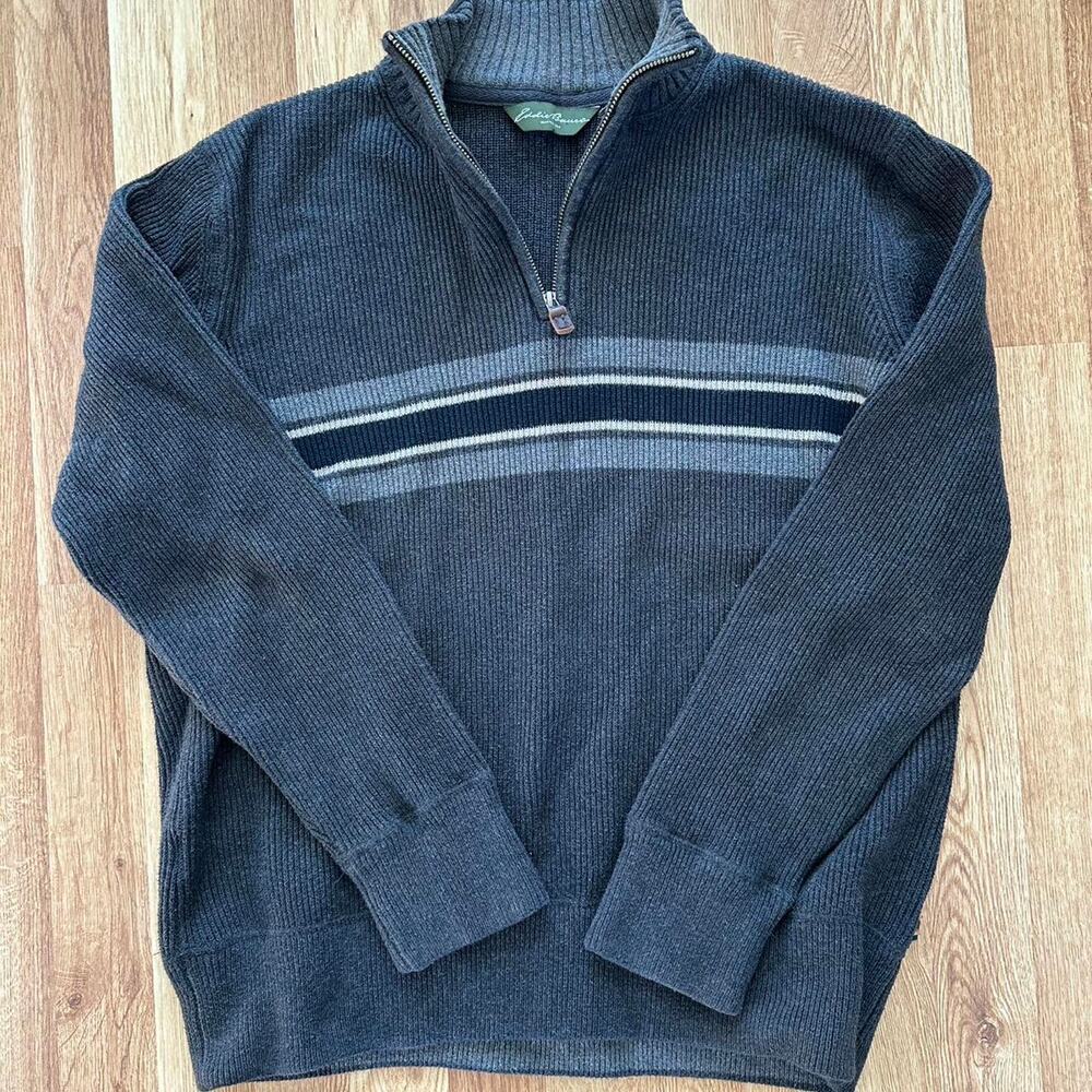 Men's vintage grey and blue Eddie Bauer jumper